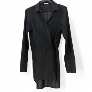 Vintage Black Ann Demeulemeester Collared Asymmetrical Tie Longsleeve Shirt